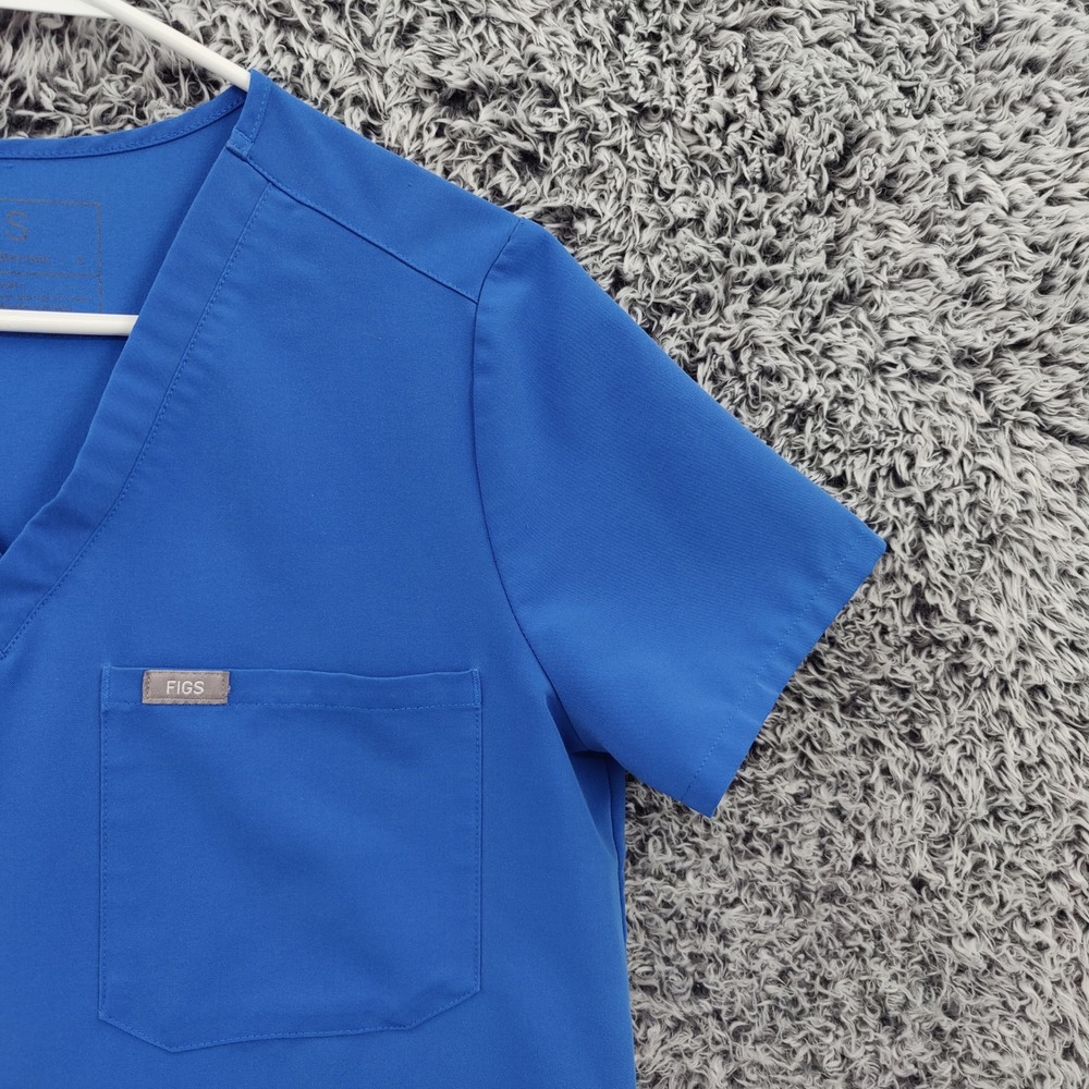 FIGS Womens Medleisure Professional Casma Healthcare Tech Scrub Top S Blue VNeck - Picture 8 of 16